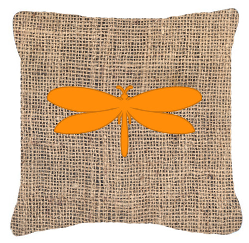 Moth Burlap And Orange Fabric Decorative Pillow