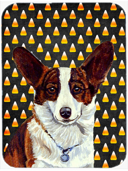 Corgi Candy Corn Halloween Portrait Glass Cutting Board - Large