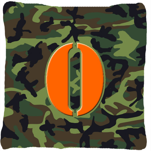 Monogram Initial O Camo Green Indoor & Outdoor Fabric Decorative Pillow - Camo Green - 14 x 2 x 14 in.