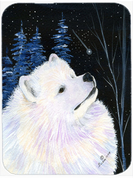 Starry Night Samoyed Glass Cutting Board - Large