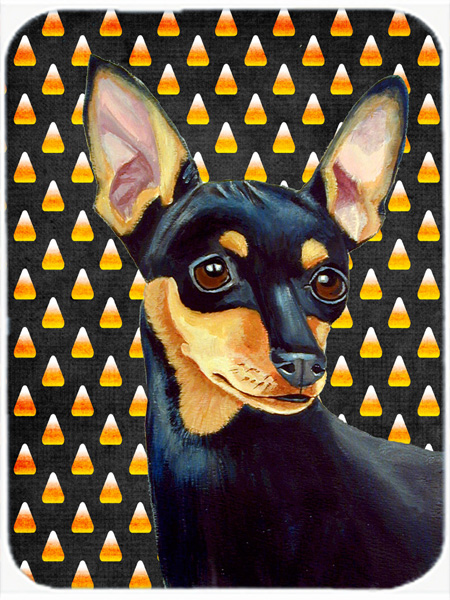 Min Pin Candy Corn Halloween Portrait Glass Cutting Board - Large