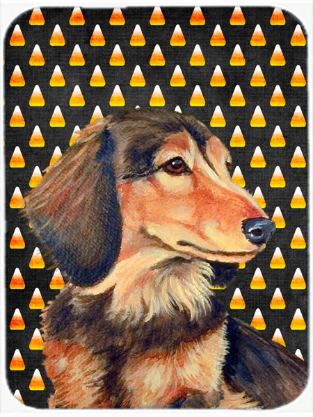 Dachshund Candy Corn Halloween Portrait Glass Cutting Board - Large