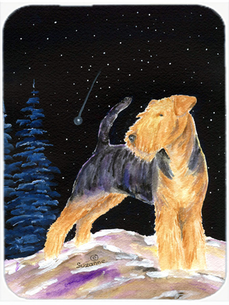Starry Night Welsh Terrier Glass Cutting Board - Large