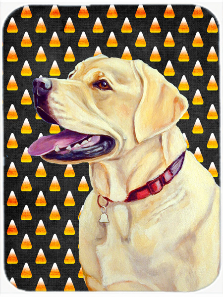 Labrador Yellow Candy Corn Halloween Portrait Glass Cutting Board - Large
