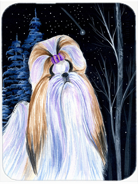 Starry Night Shih Tzu Glass Cutting Board - Large