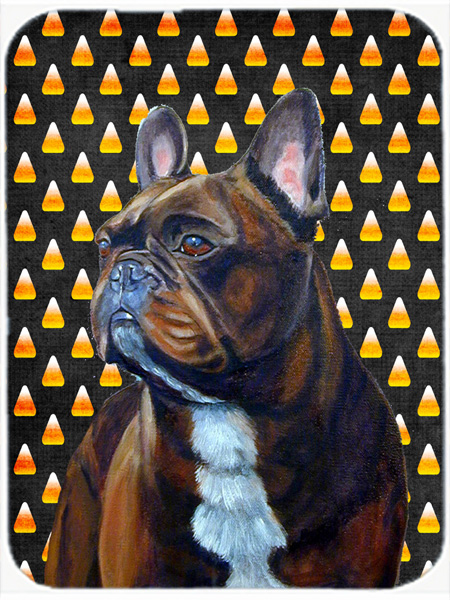 French Bulldog Candy Corn Halloween Portrait Glass Cutting Board - Large