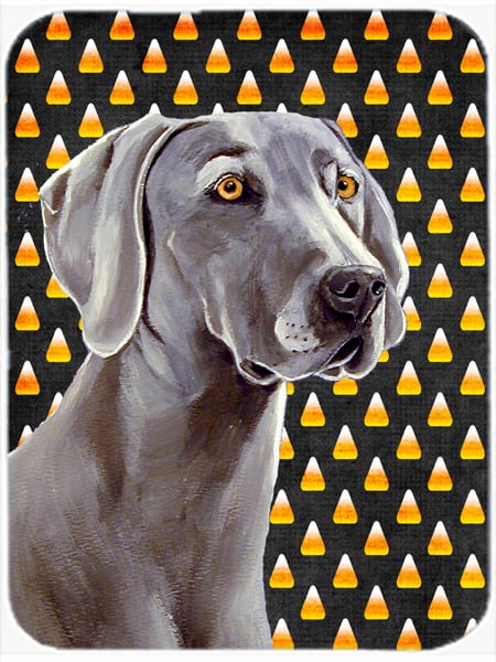 Weimaraner Candy Corn Halloween Portrait Glass Cutting Board - Large