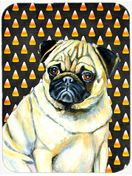Pug Candy Corn Halloween Portrait Glass Cutting Board - Large
