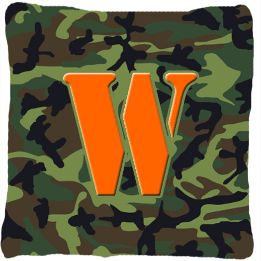 CJ1030-WPW1414 Monogram Initial W Camo Green Indoor & Outdoor Fabric Decorative Pillow