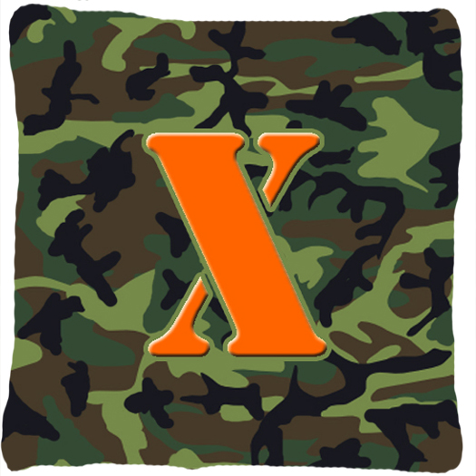 CJ1030-XPW1414 Monogram Initial x Camo Green Indoor & Outdoor Fabric Decorative Pillow