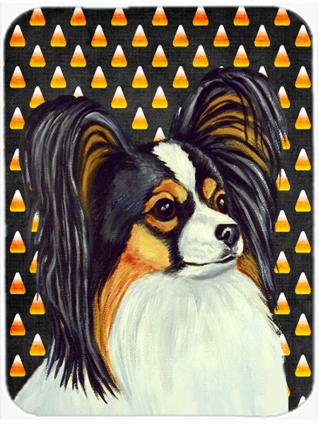 Papillon Candy Corn Halloween Portrait Glass Cutting Board - Large