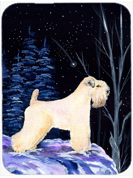Starry Night Wheaten Terrier Soft Coated Glass Cutting Board - Large
