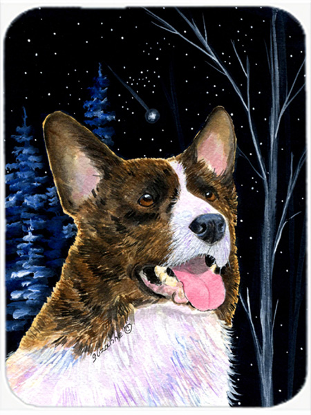 Starry Night Corgi Glass Cutting Board - Large