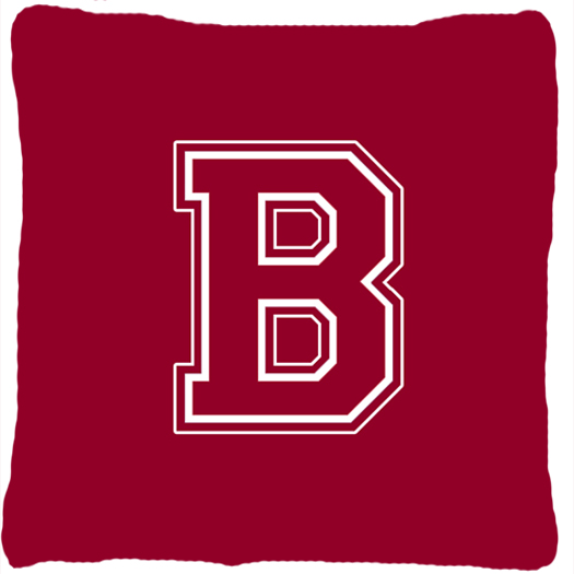 Monogram Initial B Maroon And White Indoor & Outdoor Fabric Decorative Pillow
