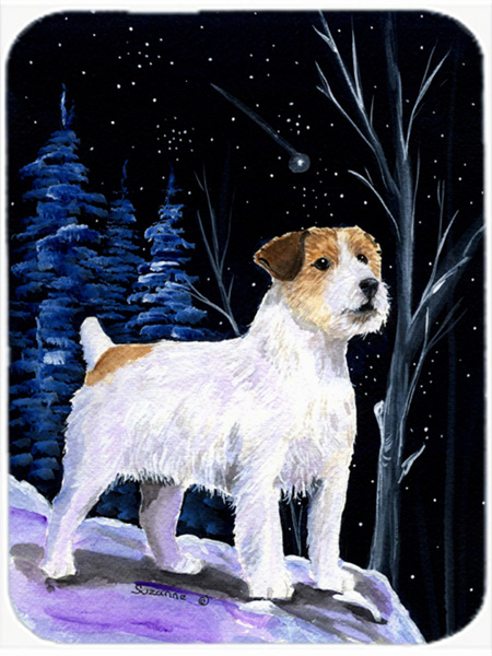 Starry Night Jack Russell Terrier Glass Cutting Board - Large