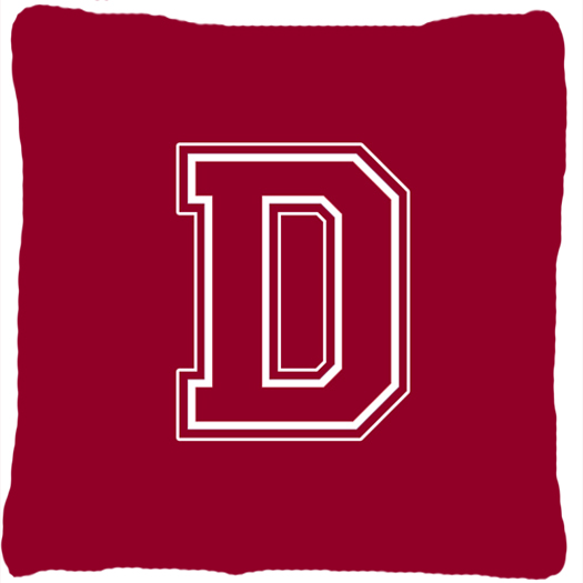 Monogram Initial D Maroon And White Indoor & Outdoor Fabric Decorative Pillow - Maroon and White - 14 x 2 x 14 in.