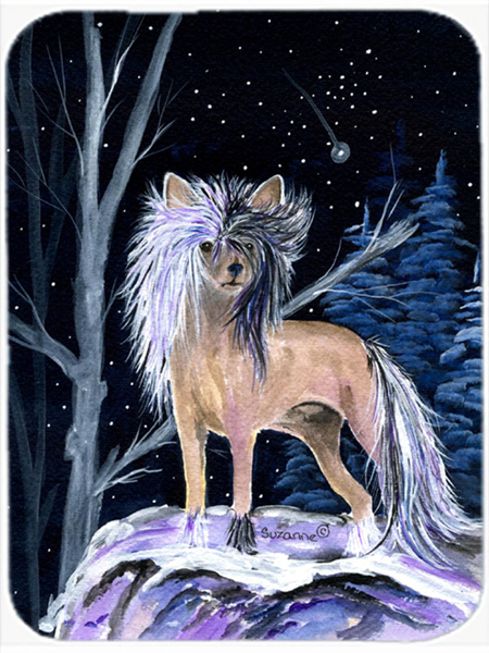 Starry Night Chinese Crested Glass Cutting Board - Large
