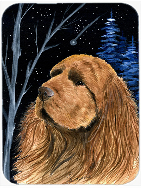 Starry Night Sussex Spaniel Glass Cutting Board - Large