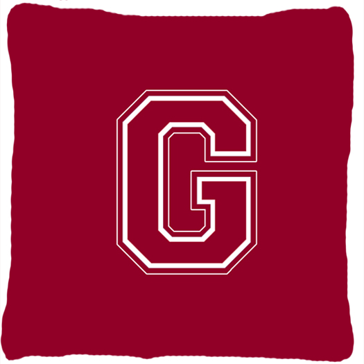 Monogram Initial G Maroon And White Indoor & Outdoor Fabric Decorative Pillow - Maroon and White - 14 x 2 x 14 in.