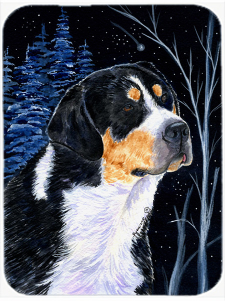 Starry Night Bernese Mountain Dog Glass Cutting Board - Large