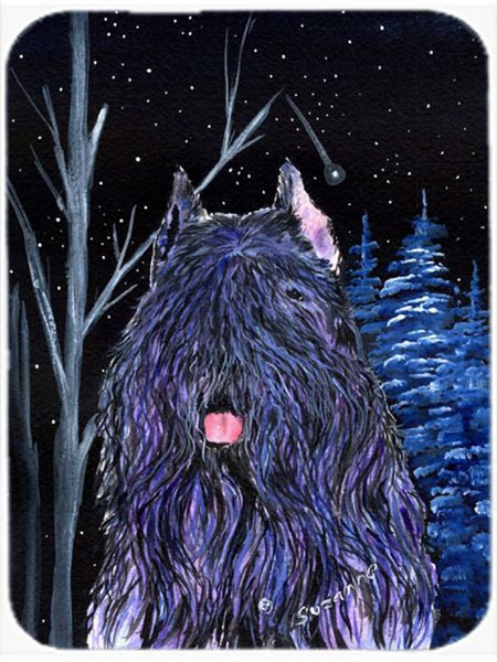Starry Night Bouvier Des Flandres Glass Cutting Board - Large