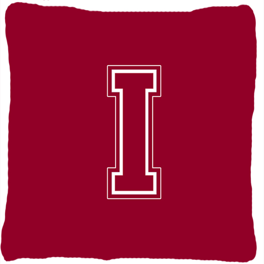 Monogram Initial I Maroon And White Indoor & Outdoor Fabric Decorative Pillow - Maroon and White - 14 x 2 x 14 in.
