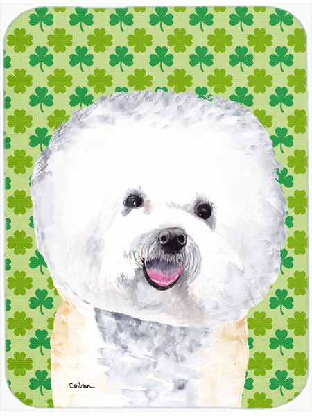 Bichon Frise St. Patricks Day Shamrock Portrait Glass Cutting Board - Large
