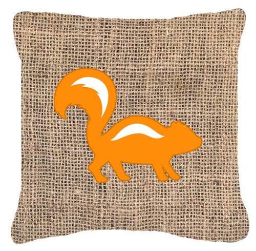 Skunk Burlap And Orange Indoor & Outdoor Fabric Decorative Pillow