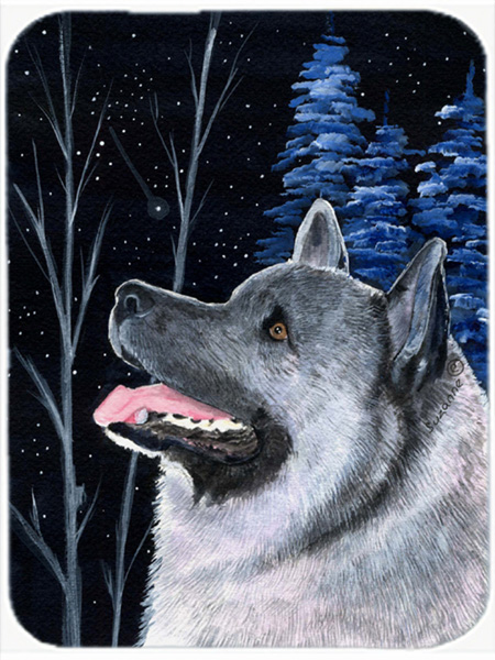 Starry Night Norwegian Elkhound Glass Cutting Board - Large