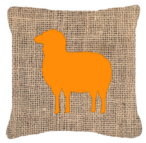 Sheep Burlap And Orange Indoor & Outdoor Fabric Decorative Pillow - Orange