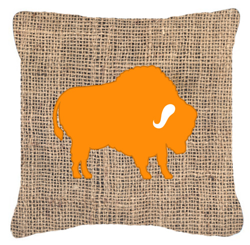 Buffalo Burlap And Orange Indoor & Outdoor Fabric Decorative Pillow - Orange