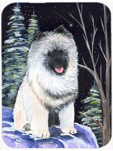 Starry Night Keeshond Glass Cutting Board - Large