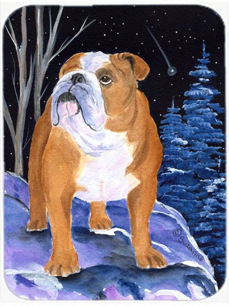 Starry Night English Bulldog Glass Cutting Board - Large