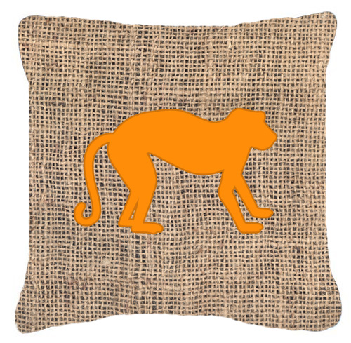 BB1128-BL-OR-PW1414 Monkey Burlap And Orange Indoor & Outdoor Fabric Decorative Pillow
