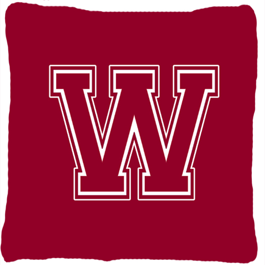 CJ1032-WPW1414 Monogram Initial W Maroon And White Indoor & Outdoor Fabric Decorative Pillow