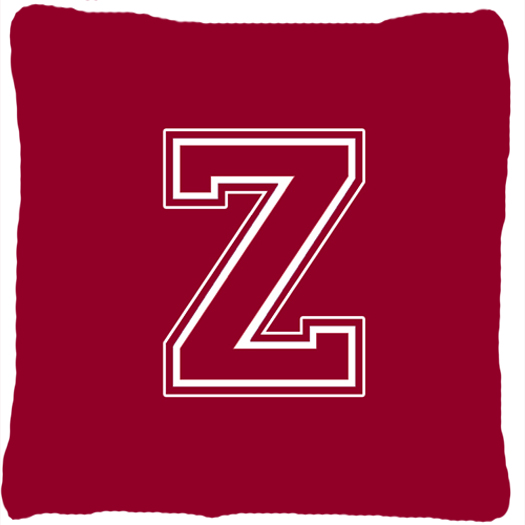 Monogram Initial Z Maroon And White Indoor & Outdoor Fabric Decorative Pillow - Maroon and White - 14 x 2 x 14 in.