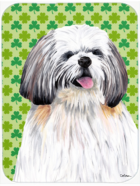 Picture of Carolines Treasures SC9303LCB 12 x 15 in. Shih TZU St. Patricks Day Shamrock Portrait Glass Cutting Board- Large