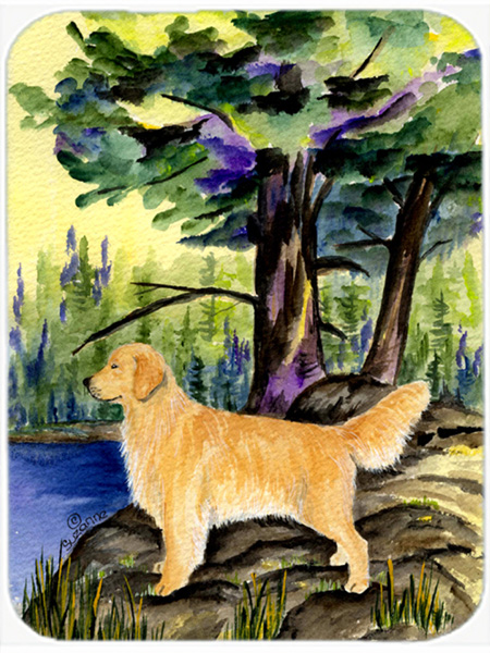 12 x 15 in. Golden Retriever Glass Cutting Board- Large
