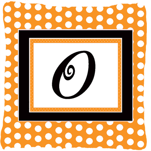 Monogram Initial O Orange Polkadots Fabric Decorative Pillow