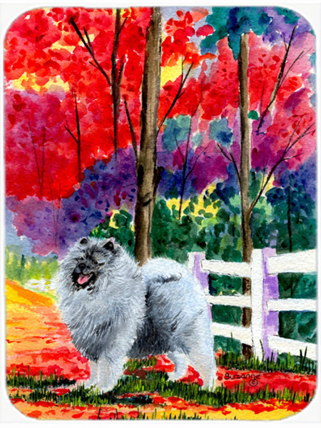 Keeshond Glass Cutting Board - Large