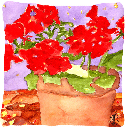 14 x 14 in. Flower Geranium Fabric Decorative Pillow