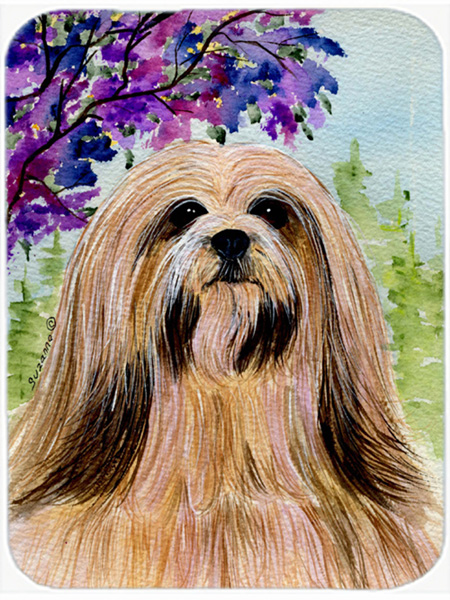 12 x 15 in. Lhasa Apso Glass Cutting Board- Large