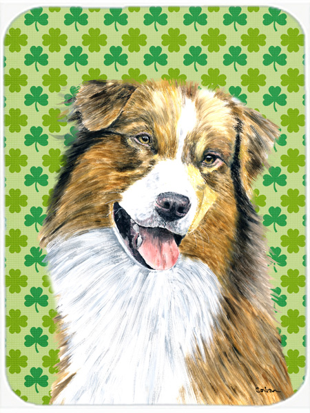 Australian Shepherd St. Patricks Day Shamrock Glass Cutting Board- Large
