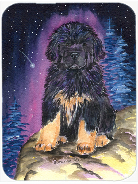 Starry Night Tibetan Mastiff Glass Cutting Board - Large