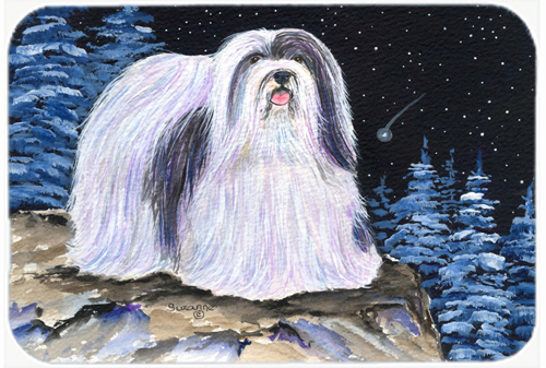 Starry Night Havanese Glass Cutting Board- Large