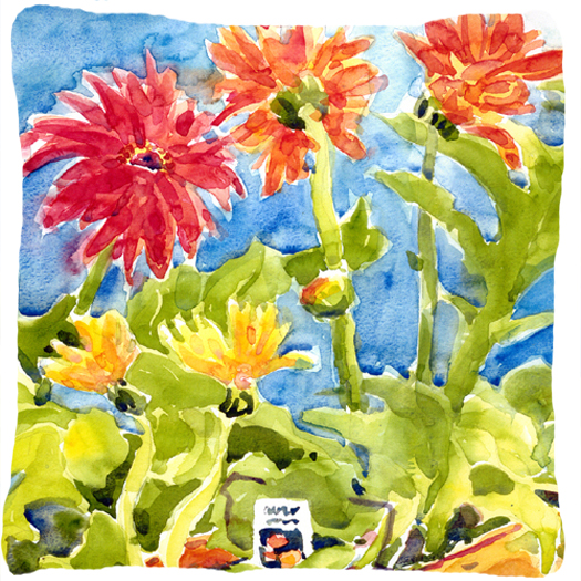 Flower Gerber Daisies Fabric Decorative Pillow