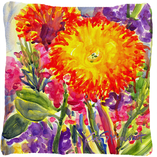 14 x 14 in. Flower Aster Fabric Decorative Pillow