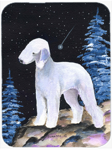 12 x 15 in. Starry Night Bedlington Terrier Glass Cutting Board, Large