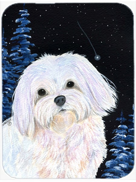 12 x 15 in. Starry Night Maltese Glass Cutting Board, Large