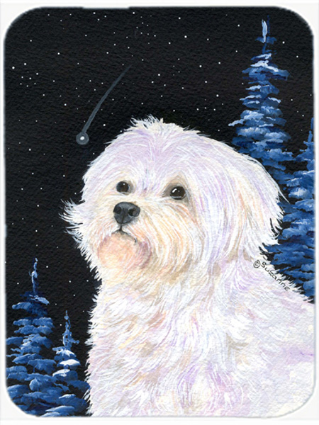 12 x 15 in. Starry Night Maltese Glass Cutting Board, Large